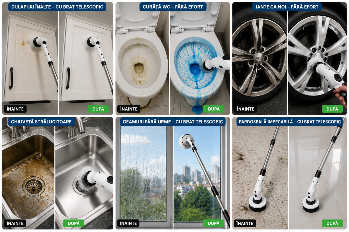 Perie electrică rotativă pentru curățenie 9 în 1